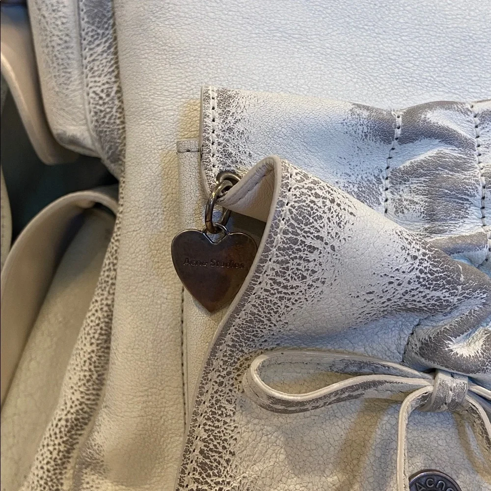 Acne Cream Large Leather Tote with Front Pockets and Detachable Strap - Picture 2 of 9